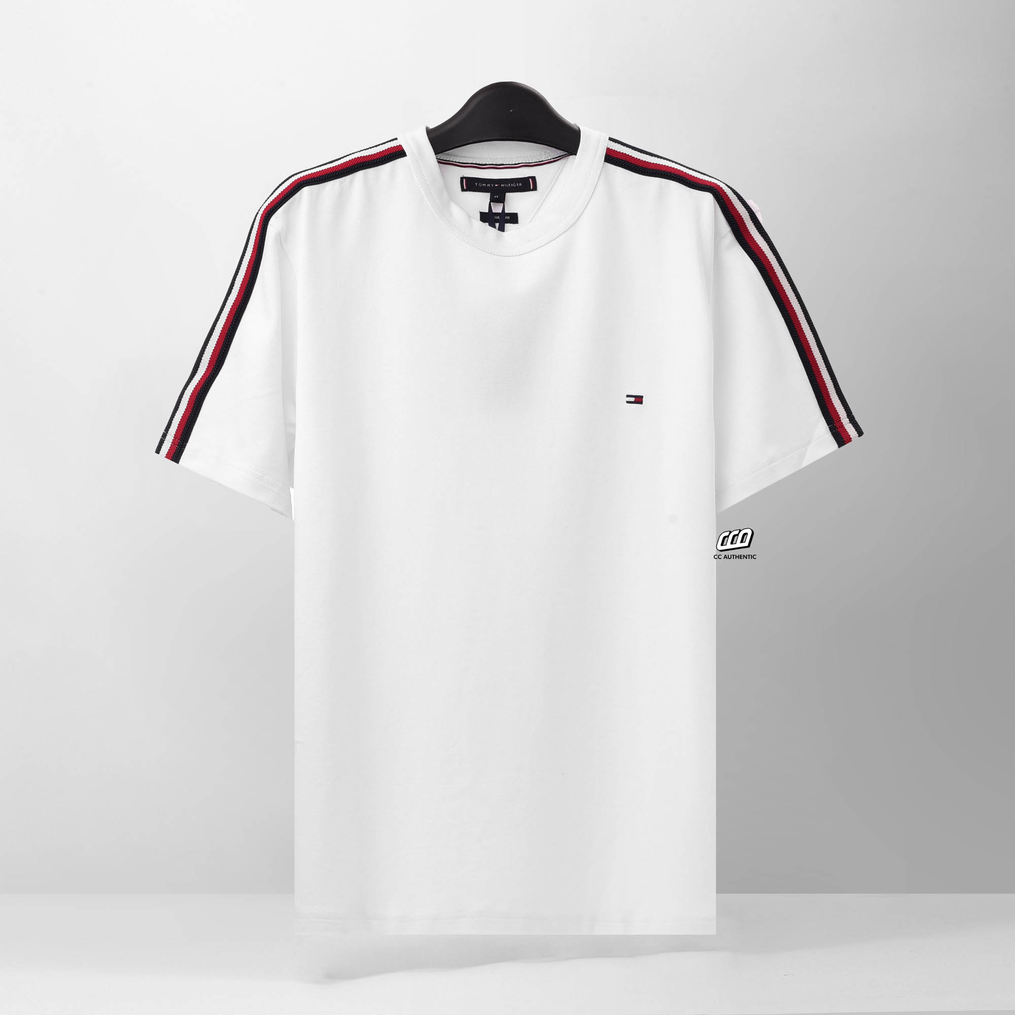 TOMMY GLOBAL STRIPE T-SHIRT - WHITE