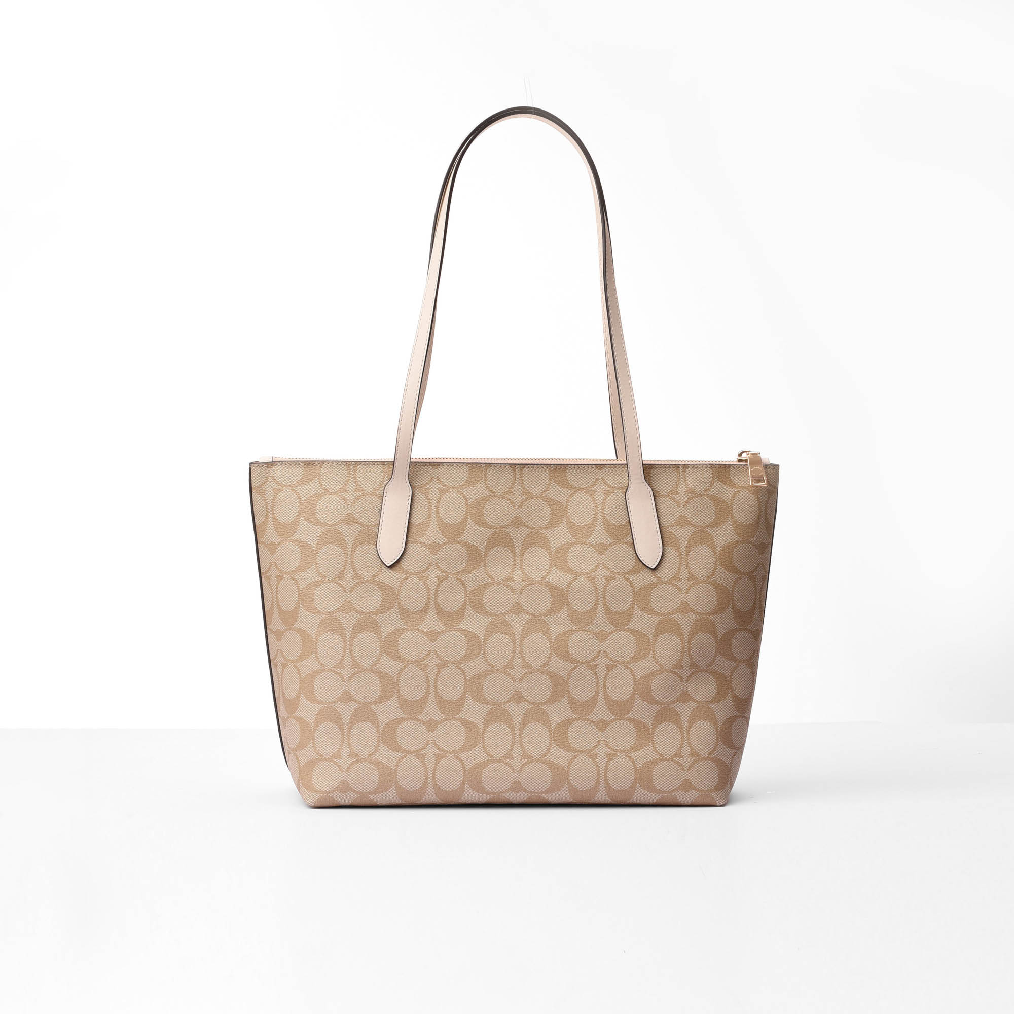COACH SIGNATURE CANVAS ZIP TOTE BAG - SAND