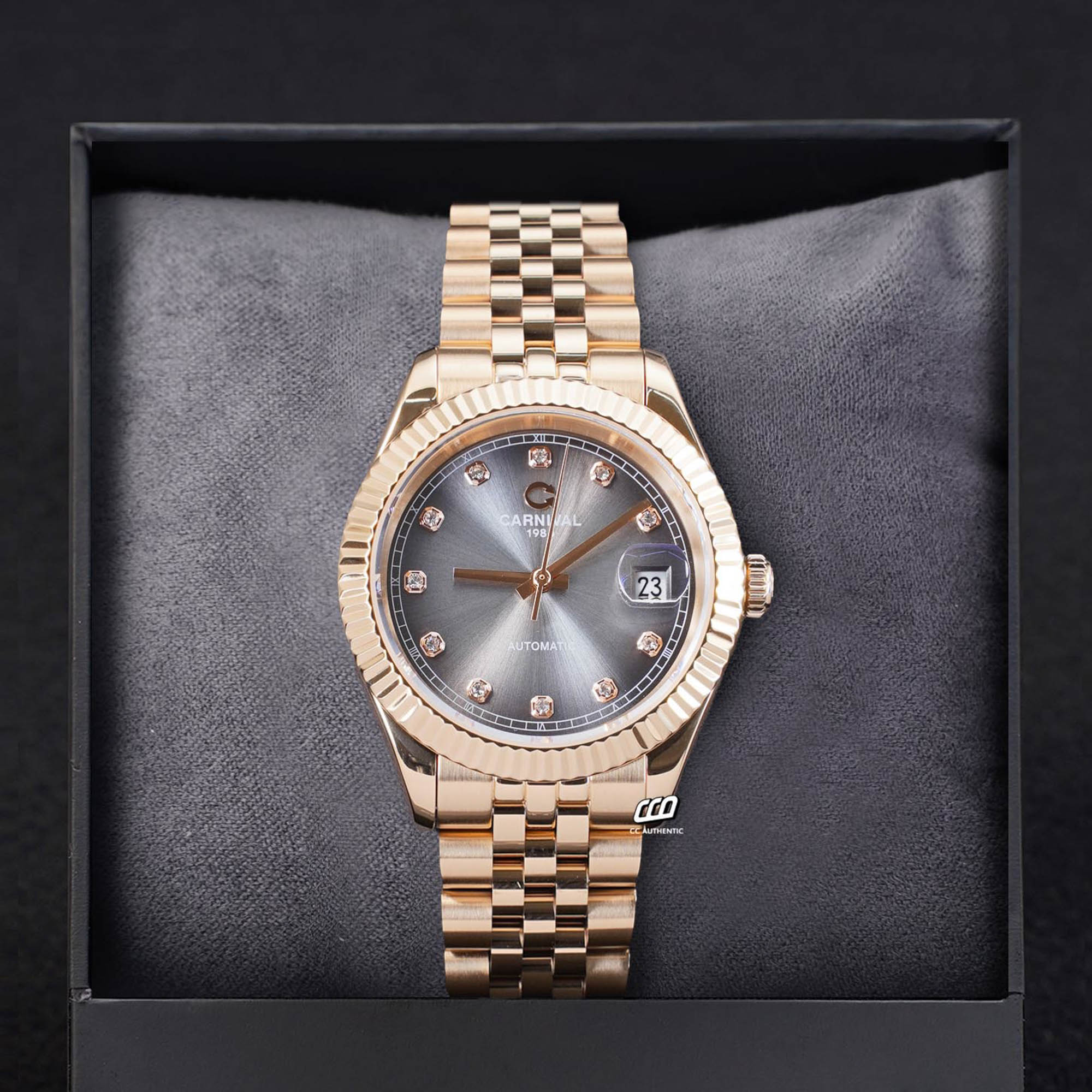 ĐỒNG HỒ NAM CARNIVAL 8250G VH XAM AUTOMATIC 38MM