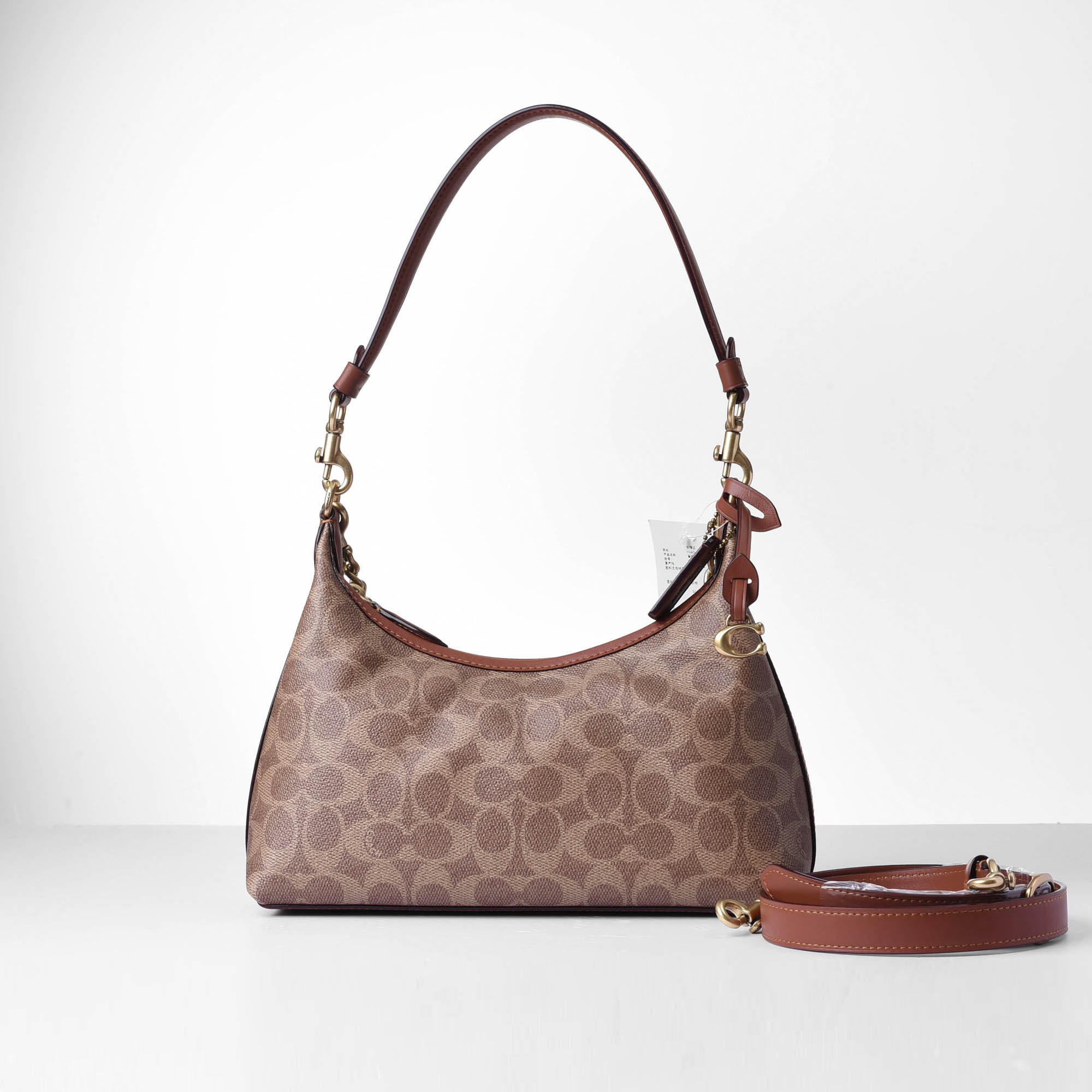 COACH SIGNATURE CANVAS JULIET BAG - BROWN