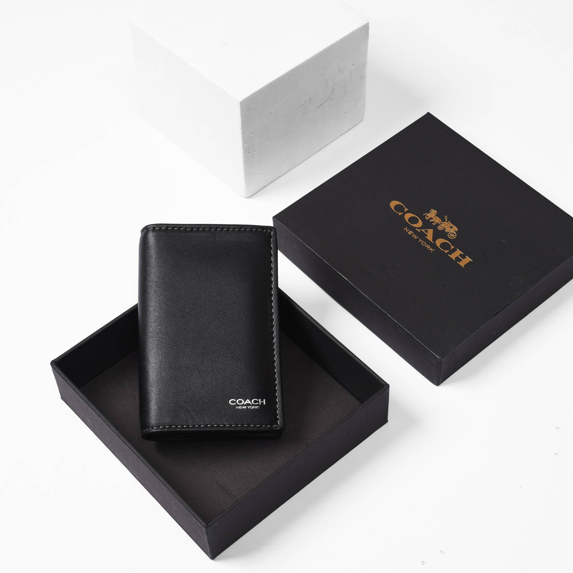 COACH SLIM BILL BIFOLD CARD WALLET - BLACK
