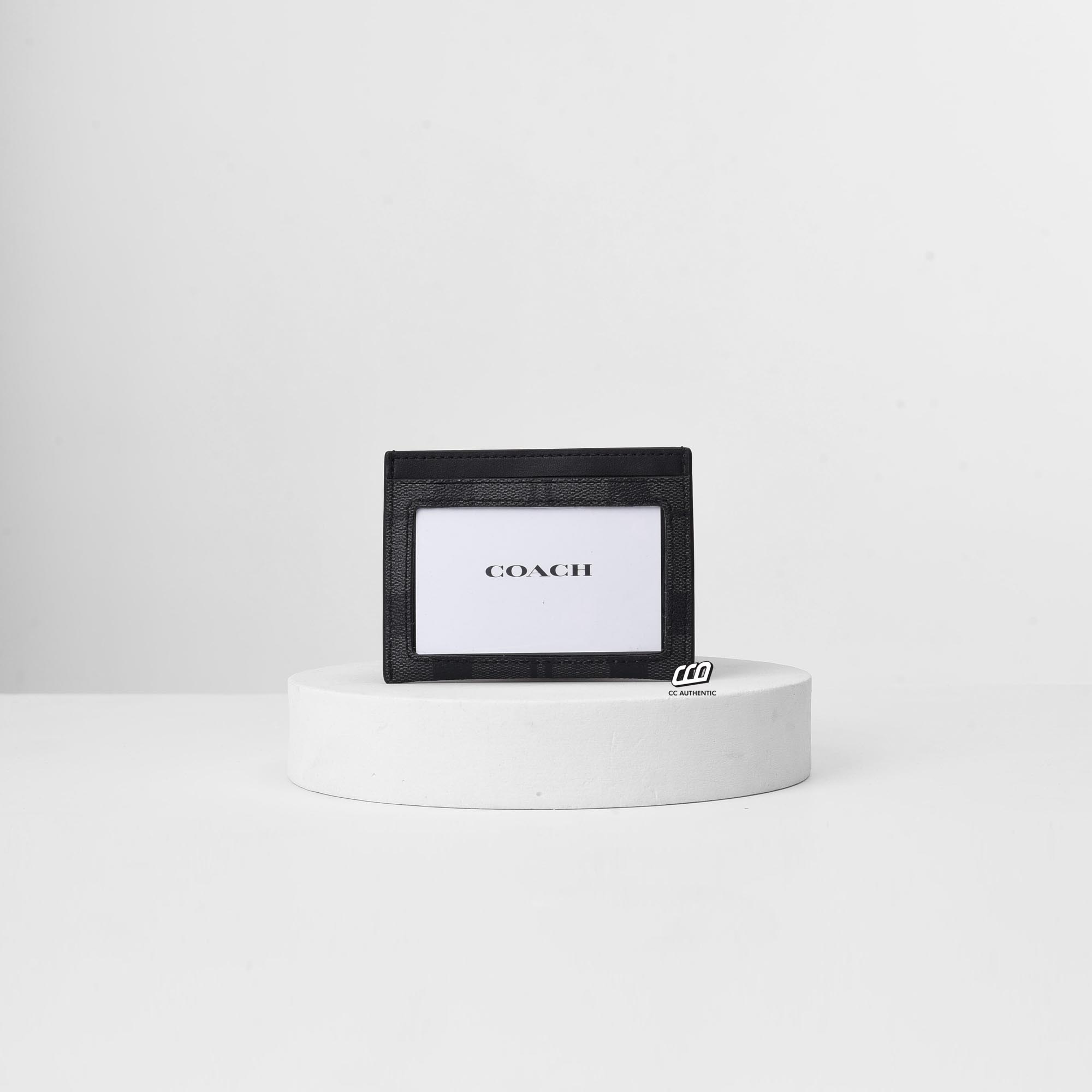 COACH SIGNATURE CANVAS SLIM ID CARD - BLACK