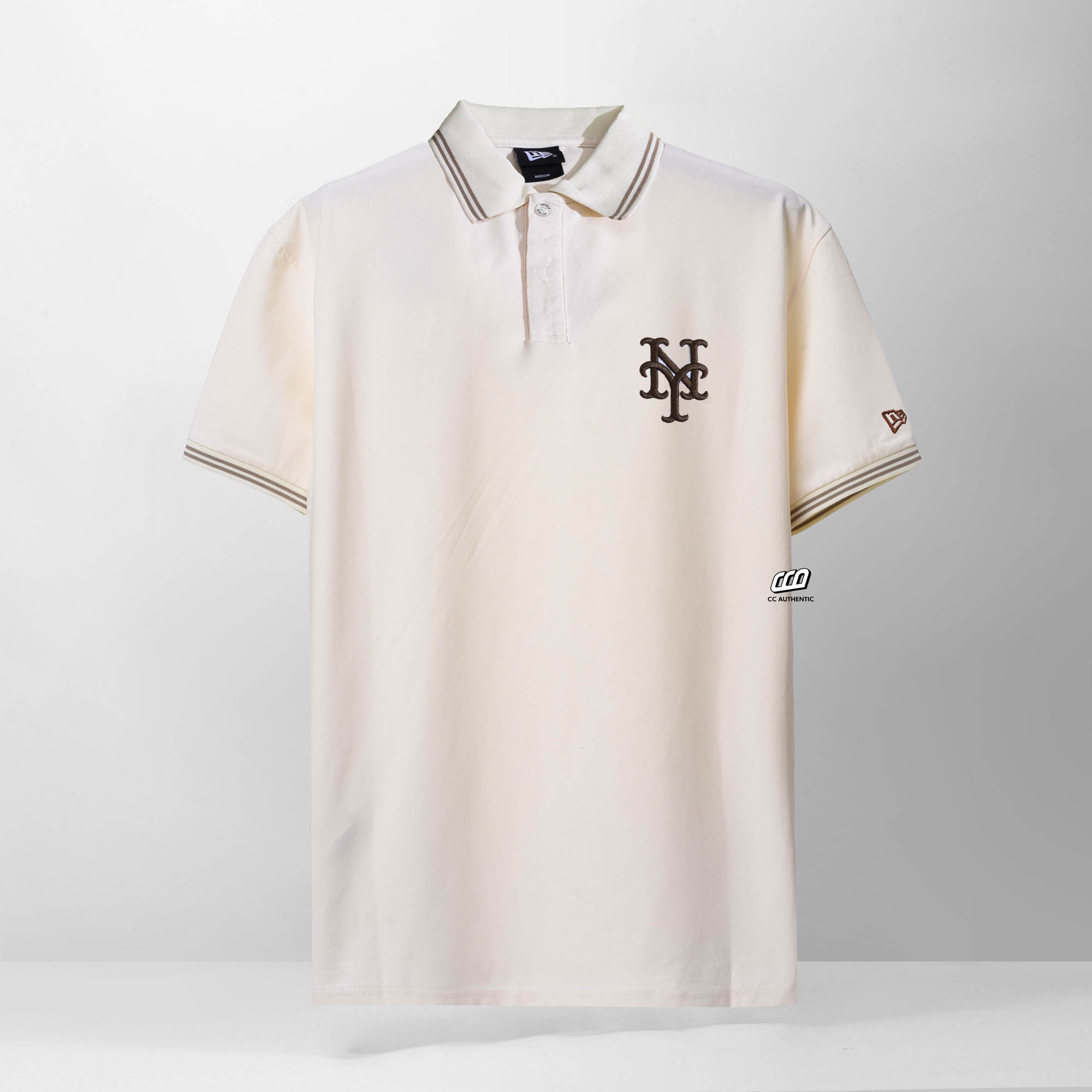 NEW ERA NY OVERLAP POLO SHIRT - IVORY