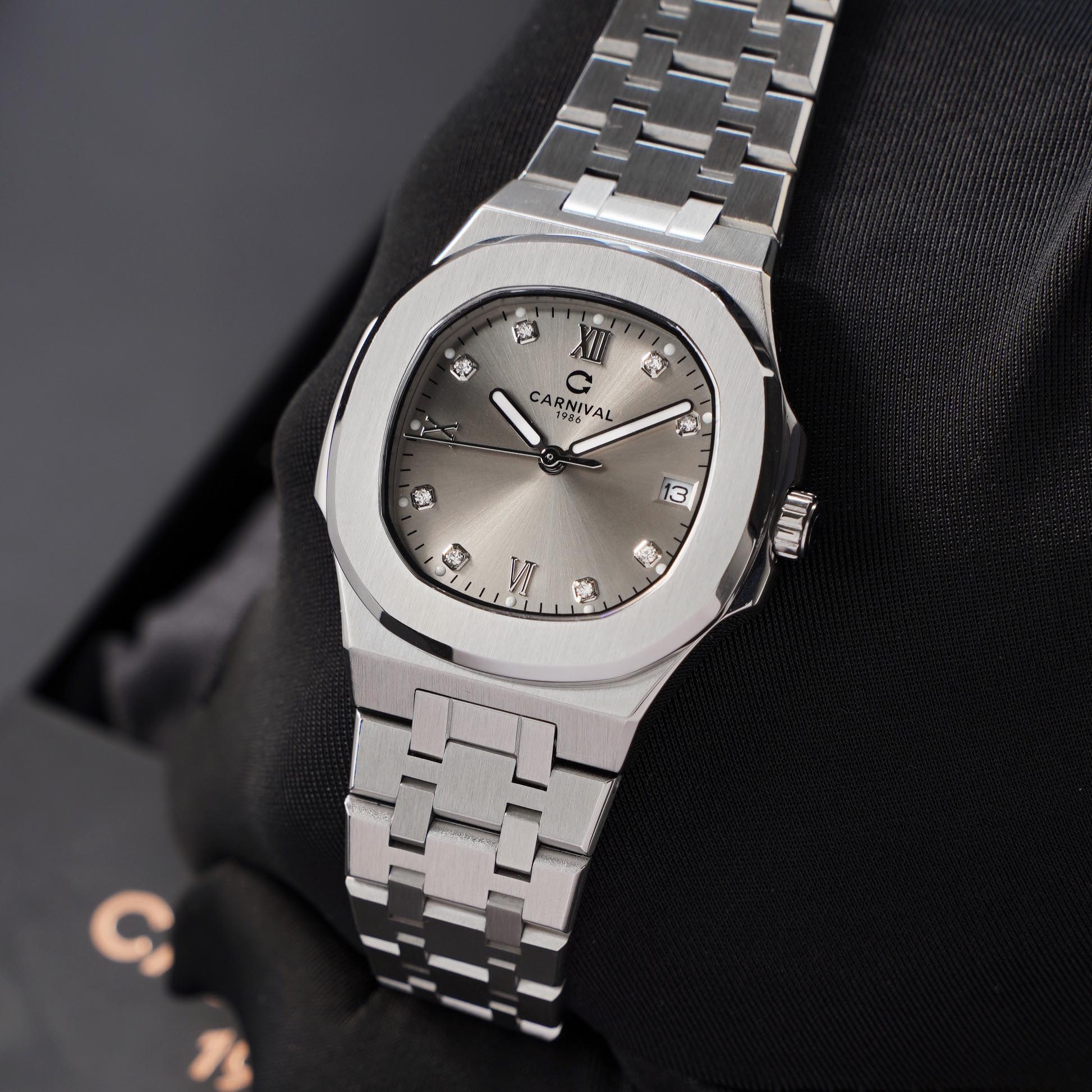 ĐỒNG HỒ NỮ CARNIVAL 8160L VT XAM QUAZT 34MM