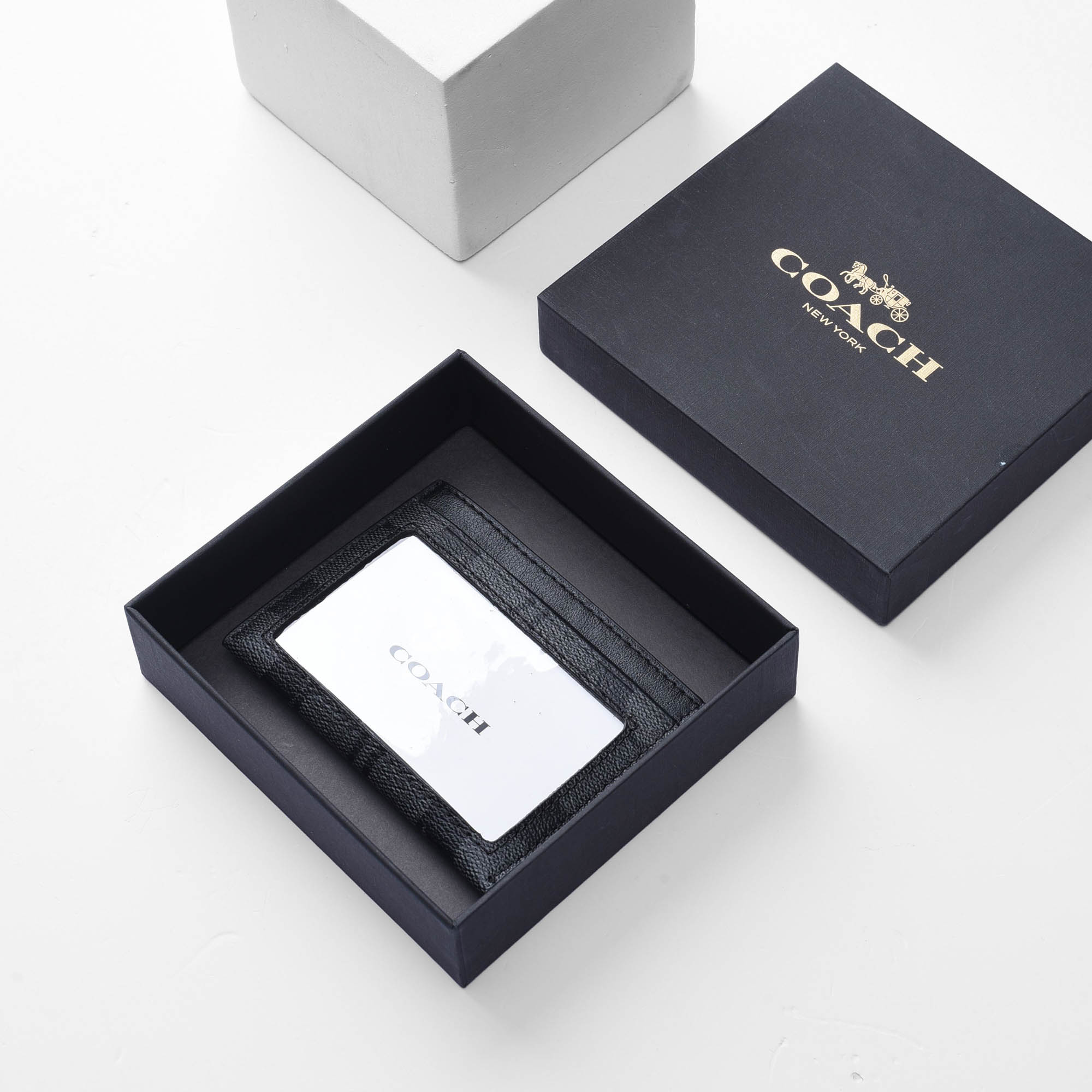 COACH UFO CANVAS SLIM ID CARD - BLACK