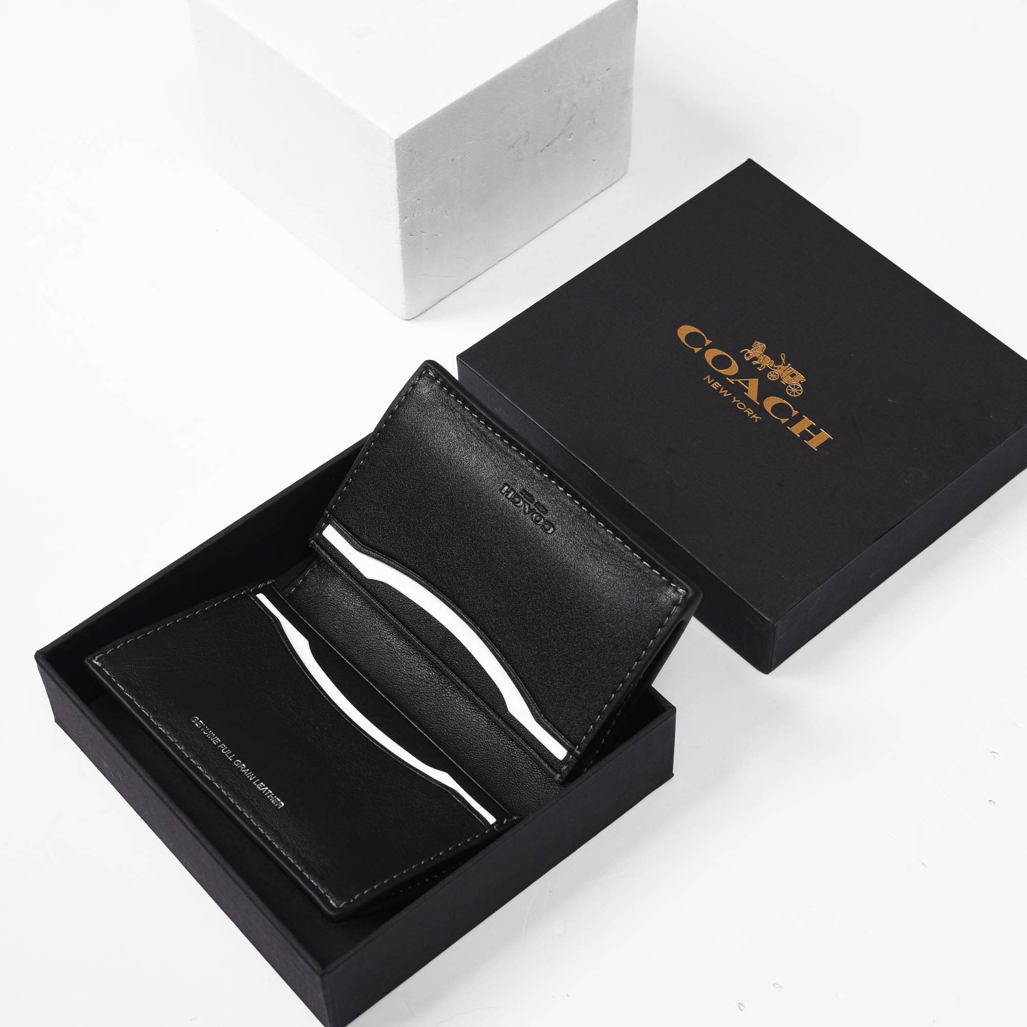 COACH SLIM BILL BIFOLD CARD WALLET - BLACK