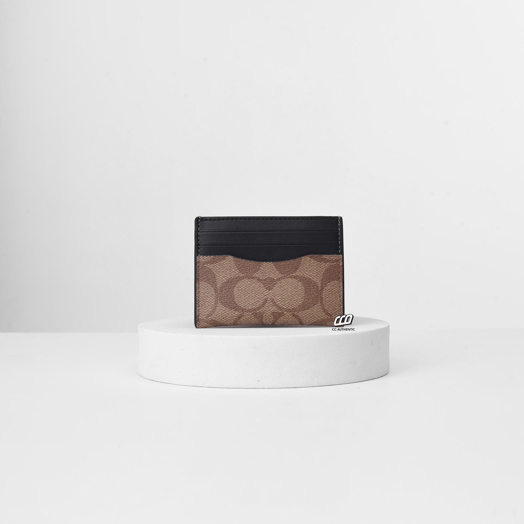 COACH SIGNATURE CANVAS SLIM ID CARD - BEIGE