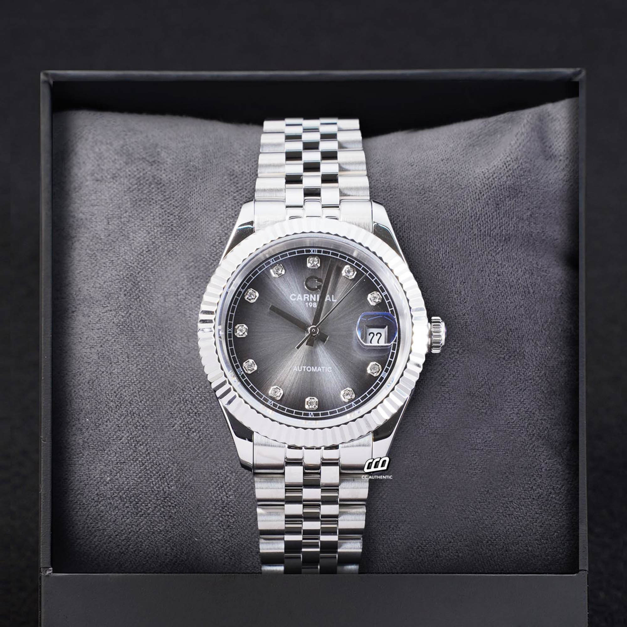 ĐỒNG HỒ NAM CARNIVAL 8250G VT XAM AUTOMATIC 38MM