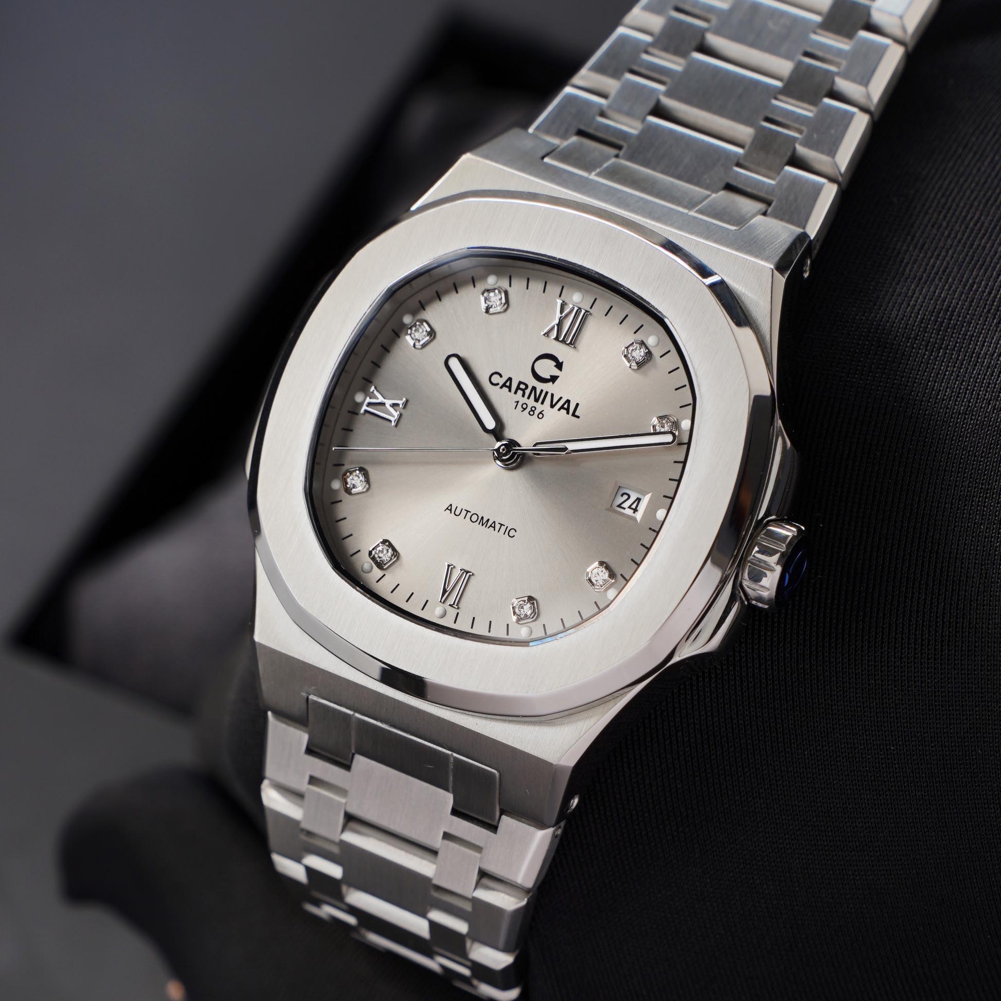 ĐỒNG HỒ NAM CARNIVAL 8160G VT XAM AUTOMATIC 41MM